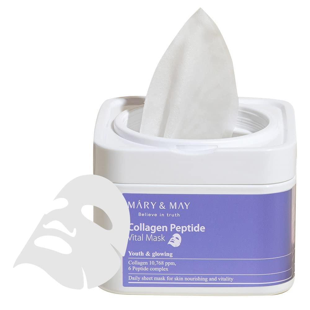 MARY & MAY - Collagen Peptide Vital Mask - 30pieces/400g - YEPPEOYO.