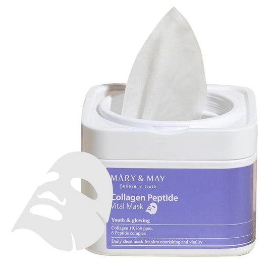 MARY & MAY - Collagen Peptide Vital Mask - 30pieces/400g - YEPPEOYO.