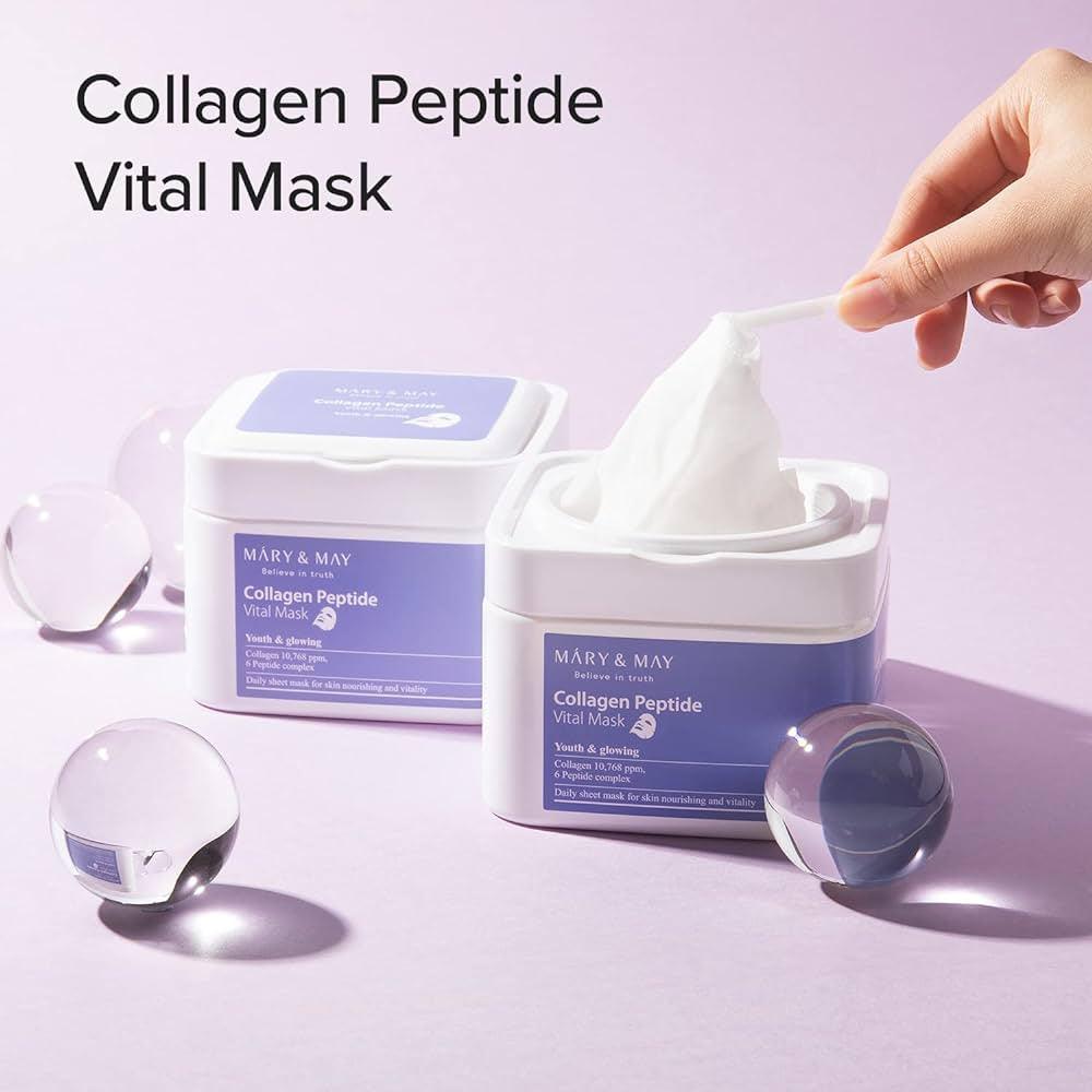 MARY & MAY - Collagen Peptide Vital Mask - 30pieces/400g - YEPPEOYO.