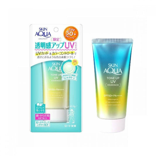 ROHTO MENTHOLATUM - Skin Aqua Tone Up UV Essence SPF50+ PA++++ mint green - 80g - YEPPEOYO.