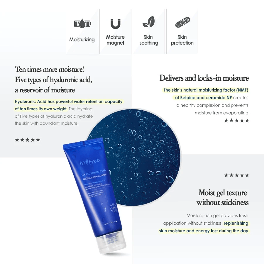 ISNTREE - Hyaluronic Acid Water Sleeping Mask - 100ml - YEPPEOYO.